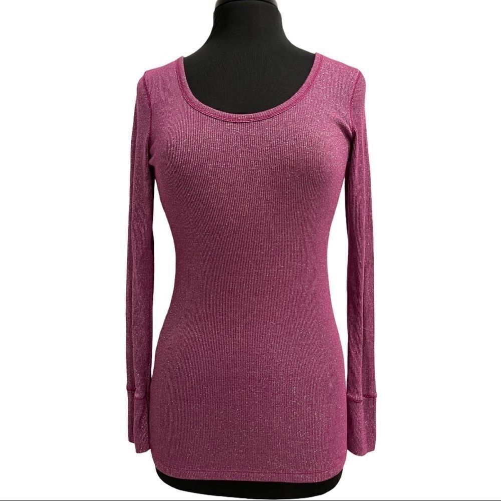 Victoria’s Secret Ribbed Purple Metallic Top Sz L